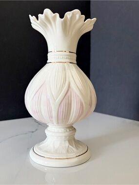 8" Pink Lotus Vase by Belleek